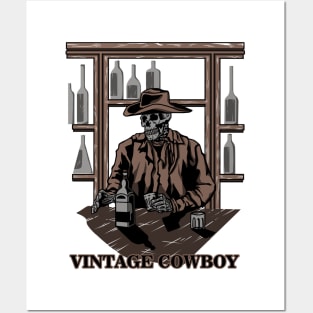 Vintage Skull Cowboy #4 Posters and Art